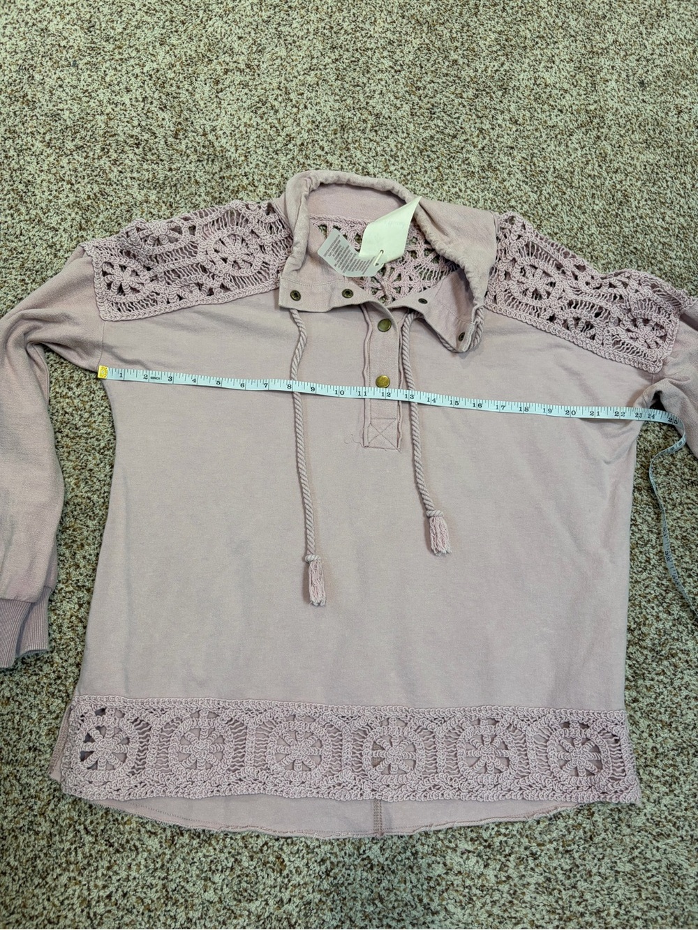 Hem & Thread Lace Trim Pullover Hoodie - Dusty Rose NWT - Picture 4 of 7